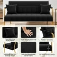 thumbnail image 2 of Yaheetech 56.5" W Upholstered Sofa Couch with Gold Tone Metal Arms and Legs, Black, 2 of 6