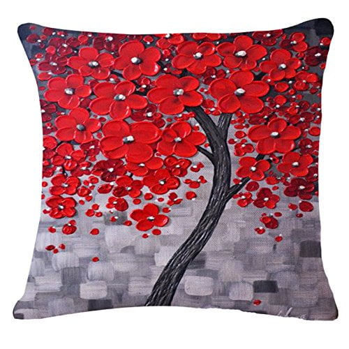 QINU KEONU Oil Painting The Branch Flower Birds Cotton Linen Throw Pillow Case Cushion Cover Home Sofa Decorative 18 X 18 Inch Tree QINU KEONU Oil Painting The Branch Flower Birds Cotton Linen Throw Pillow Case Cushion Cover Home Sofa Decorative 18 X 18 Inch Tree