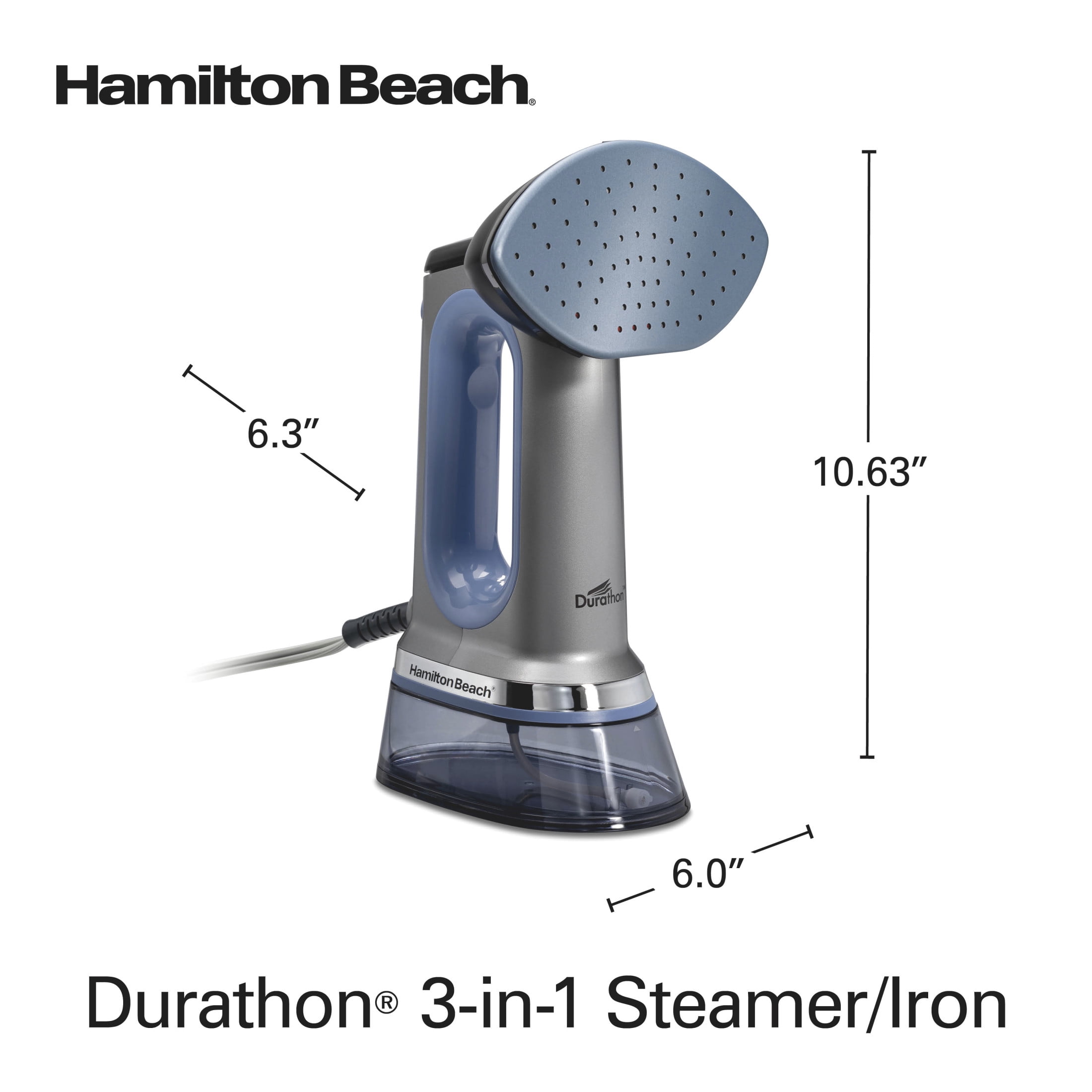 Durathon 3-in-1 Handheld Garment Steamer and Iron for Clothes, Removable 300 ml Water Reservoir, Blue