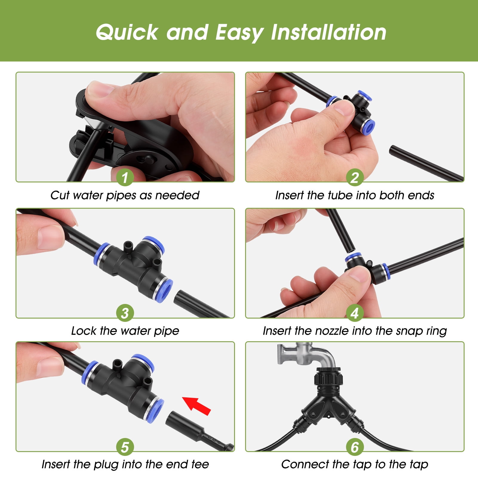 65Ft Drip Irrigation System,Upgrade 360° Adjustable Garden Irrigation Kit with 20pcs Copper Nozzles for Outdoor Plants, Lawn & Garden Use
