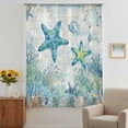 thumbnail image 3 of Teal Starfish Coastal Sheer Curtains 84 Inches Long, Summer Beach Coral Nautical Ocean Light Filering Curtains, Breathable Simi Curtain Privacy Drapes for Living Room Bedroom Window Treatment, 3 of 9