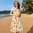 thumbnail image 4 of Goofa Flower Fox Pattern Women Summer Short Sleeve Midi Dress with Pockets Casual Aline Flowy Tshirt Dress Vocation Beach Sundress, 4 of 6