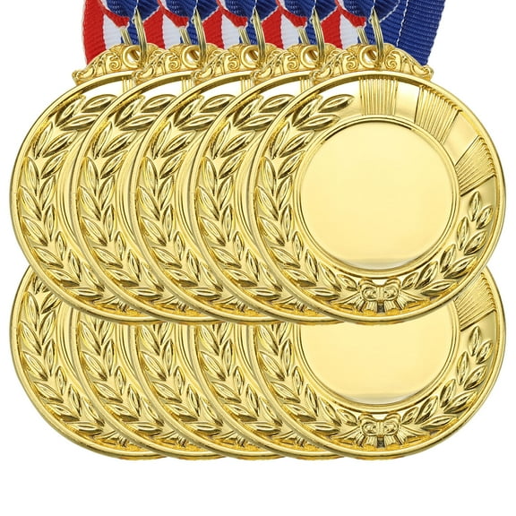Uxcell Blank Award Medals, 10 Pack Gold Award Medals with Ribbon, Make Your Medals Kit
