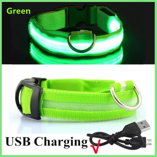 Collar LED brillante para perro, collar luminoso recargable intermitente ajustable, arnés de luz antipérdida para perros pequeños, productos para mascotas Tan Jianjun unisex