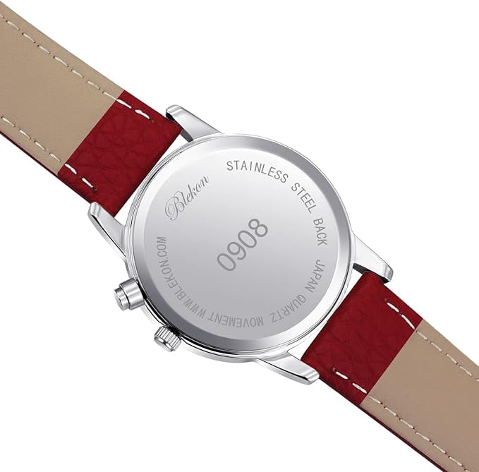 Blekon Collections Women's Quartz 36mm Case Christmas-Themed Leather Two Piece Strap Watch