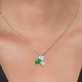 thumbnail image 3 of Gem Stone King 925 Silver and 10K Yellow Gold White Topaz and Green Nano Emerald Pendant Necklace for Women (2.70 Cttw, Oval 8X6MM, 7X5MM and 6X4MM, Gemstone November Birthstone, with 18 inch Chain), 3 of 4