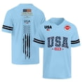 thumbnail image 3 of Evdexr Mens 250 Year American Anniversary Shirts Short Sleeve Crew Neck Independence Day Graphic Tees Red White Blue American Flag Summer Patriotic Shirt Light Blue 3XL, 3 of 5