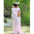 thumbnail image 4 of JustVH Maternity Off Shoulder Dress Photoshoot Long Sleeve Split Front Chiffon Gown for Photography, 4 of 5