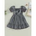 thumbnail image 4 of Caoirhny Toddler Kids Girls Summer Casual Dress 12 18 24 Months 2T 3T 4T Short Puff Sleeve A-line Plaid Dress for Party Checkered Dress, 4 of 9