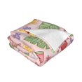 thumbnail image 3 of YFYANG Lightweight Warm Flannel Blanket, Pink Watermelon Floral Doodle Throw Blanket for Bed, Sofa, Travel, Camping, 80"x60", 3 of 7