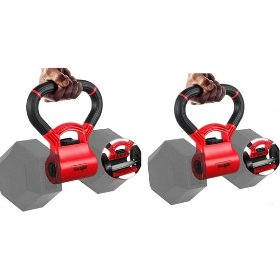 Yes4Al Combo Pair Kettlebell Grip/Weightlifting Kettlebell/Dumbbell Grip Handle - Convert Dumbbells into Kettlebell