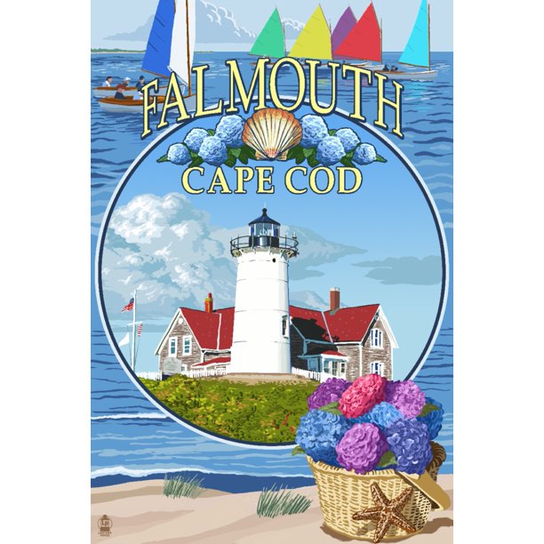 Falmouth, Cape Cod, Massachusetts, Montage (36x54 Giclee Gallery Art Print, Vivid Textured Wall