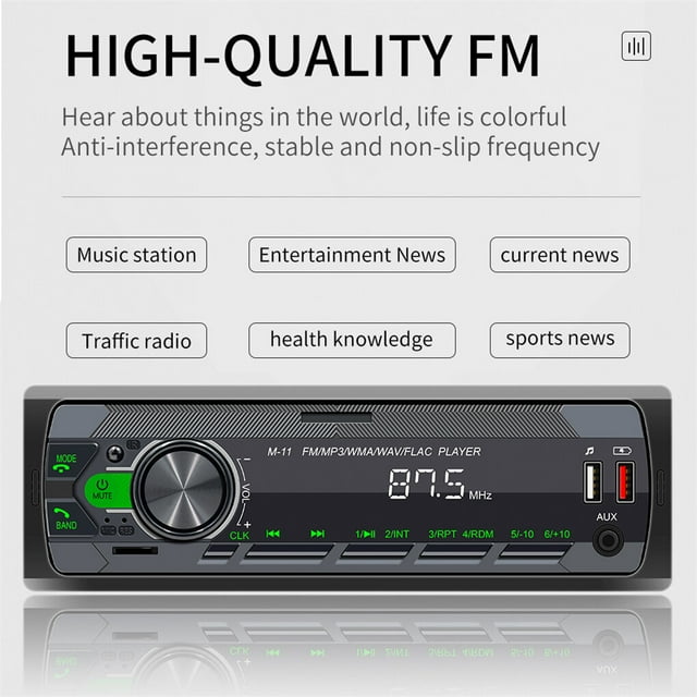 VONKY Car Radio CD Player USB Charging In-Dash MP3/WMA/WAV/FLAC Audio Built-in Microphone Universal RV Multimedia Accessories