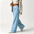 thumbnail image 6 of Luvrsol Pants for Women Wide Leg Sweatpants High Waist Loose Casual Solid Trousers with Side Pockets, Light Blue S-2XL, 6 of 6