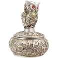 thumbnail image 4 of Ebros Hibou Steampunk Argent et Bronze avec des Yeux de Pierres Précieuses Rouges Bijoux Boîte à Bijoux, 4 of 5