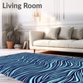 thumbnail image 2 of ODIKA 3'x5' Machine Washable Non-Slip Area Rug, Terrace Nautical Wave Lattice High Traffic Rug with Pad, Blue, 718282, 2 of 8