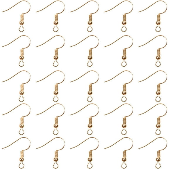 100pcs Earring Hooks Hypo Allergenic French Ear Wires with Ball and Coil 18mm Rose Gold Fish Hook Earrings Making Supplies Jewelry Findings