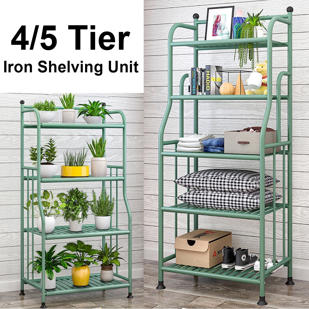 KWANSHOP 4/5 Tier Metal Shelving Unit Kitchen Storage Shelf Rack 