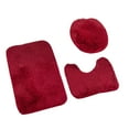 thumbnail image 2 of Bathroom Rug Set 3 Piece - Chenille Plush Bath Mats With Non-Slip Rubber Backing, Toilet Lid Cover For Bathroom Decor, Red, 2 of 6