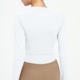 thumbnail image 5 of Frostluinai Workout Tops for Women Long Sleeve Slim Fit Crop Shirts Crew Neck Pleated Yoga T Shirts Solid Color Stretchy Blouses with Drawstring, 5 of 5