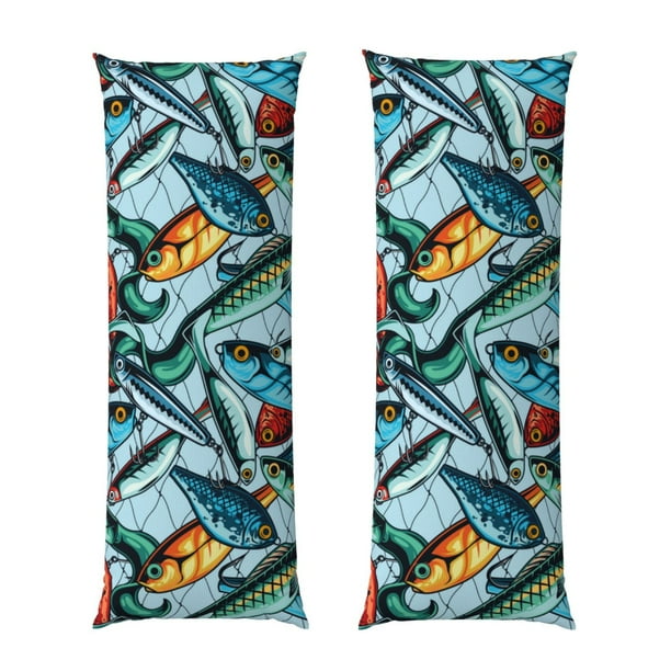 Fotbe Colorful Fishing Baits Funda para Almohada Corporal con Diseño, Funda de Microfibra Ultrasuave de 20x54 Pulgadas, Ropa de Cama Elegante