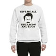 thumbnail image 2 of Parks and Recreations Give Me All The Bacon and Eggs Pop Unisex Crewneck Graphic Sweatshirt, White, X-Large, 2 of 3
