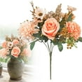 thumbnail image 2 of Artificial Flowers, Fake Rose Silk Bouquet Decor Plastic Daisy Flower Arrangements Wedding Decoration Table Centerpieces Vase Decorations, Pompom and Small Daisy Flowers, 1Pc(Pink1,13.4x4"), 2 of 9