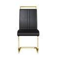 thumbnail image 6 of 2pcs Dining Room Chairs - Pu Faux Leather High Back With Golden Plating Metal Legs For Guest Black Design Of 2 Modern Kitchen Club Vanity Office Black, Fashionable Ensemble, 6 of 7