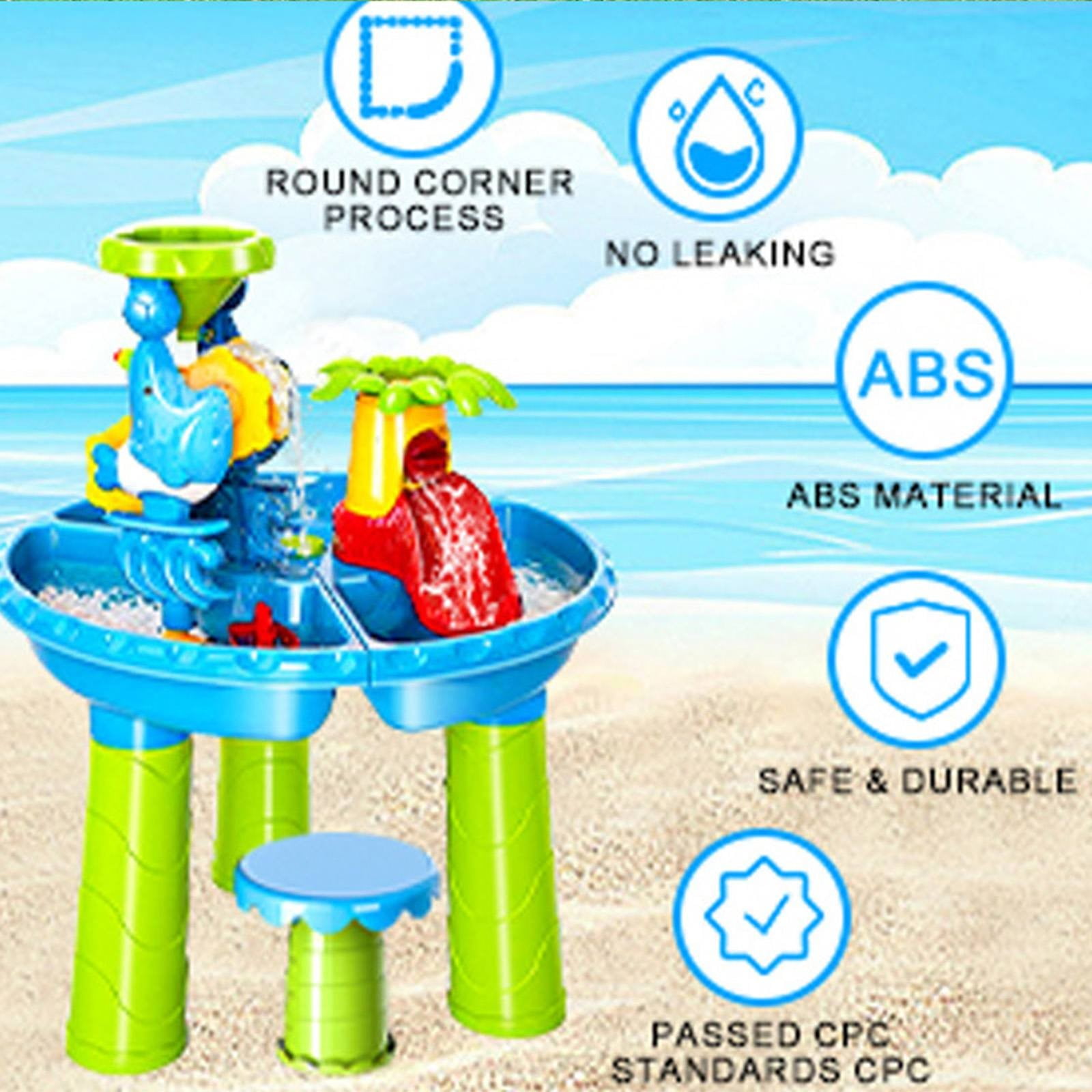 RUIG Rain Showers Splash Pond Toddler Water Table, Kids Water and Sand Activity Sensory Playset, Summer Outdoor Toys, Toy Accessories, For Toddles 1.5+ Years Old