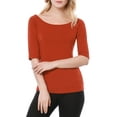 thumbnail image 5 of Allegra K Women's Half Sleeves Scoop Neck Fitted Layering Top T-Shirt, 5 of 7