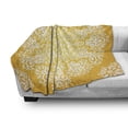 thumbnail image 3 of Yellow Soft Flannel Fleece Throw Blanket, Snowflake Like Floral Pattern Design with Tribal Inspired Artwork, Cozy Plush for Indoor and Outdoor Use, 50" x 70", Yellow and White, by Ambesonne, 3 of 6