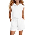 thumbnail image 2 of Cethrio Girls Outfit Sets Sleeveless, Hooded 2 Piece School Kids Summer Clothing Sets White Size 8, 2 of 4