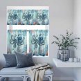 thumbnail image 6 of Kitchen Window Curtains Valance and Tier Set, Ocean Beach Octopus Corals Rod Pocket Tier Curtain Valance Set, Vintage Marine Life Seaweed Light Filtering Cafe Curtains for Bedroom Living Room, 6 of 9