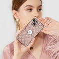 thumbnail image 6 of Compatible WIth iPhone 13 Phone Case with Logo Window,Trendy Diamond-checkered Pattern PU Leather Soft TPU Ultra Slim Anti-fall Shockproof Protective Back Cover Phone Case,Rosegold, 6 of 7