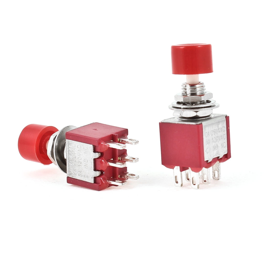 Momentary 1 NO 1 NC DPDT Red Cap Push Button Switch AC 120V 5A 250V 2A