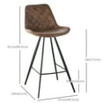 thumbnail image 2 of HOMCOM Tabourets de Bar Hauteur Bar Ensemble de 2, Chaises de Bar en Tissu Microfibre, 2 of 9