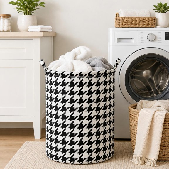 Collapsible Laundry Hamper with Handles, Large Foldable Storage Basket Bin for Kids Room, Clothes Hamper Toy Organizer, Racing Flag - Waterproof Canvas