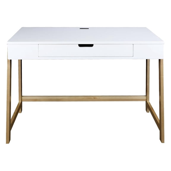 American Trails Art Deco Writing Desk, Maple/ White Finish