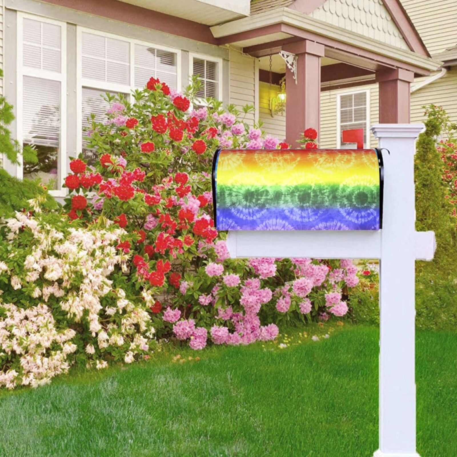 Gukieu Colorful Tie Dye Print Magnetic Mailbox Cover, Sun-proof and Waterproof Home Yard Mailbox Cover-25.5x21 in