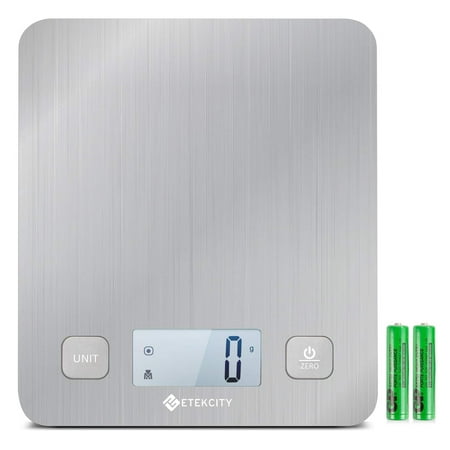 Etekcity EK6212 Kitchen Food Digital Scale Cooking Multifunction Weight Scale, Large Platform 11lb 5kg, Batteries Included (Stainless (Best Kitchen Scales Uk)