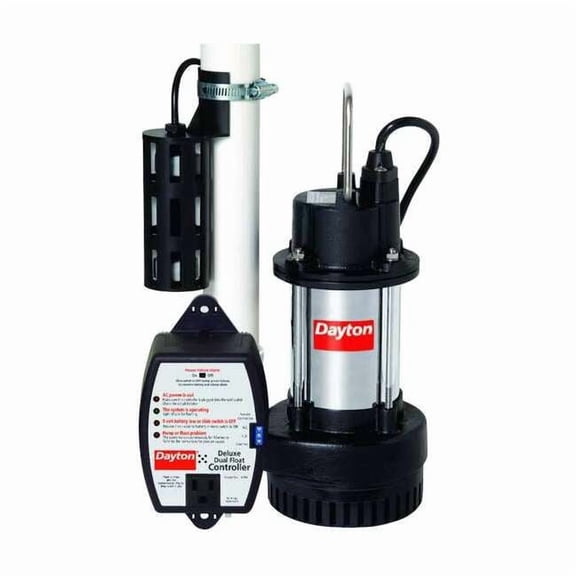 Dayton 1/3 HP 1-1/2" F Submersible Sump Pump 120V AC Dual Float 1APP1