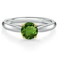 thumbnail image 3 of Gem Stone King 10K Two Tone Gold Green Chrome Diopside Solitaire Engagement Ring for Women | 0.50 Cttw | Round 5MM | Gemstone Birthstone | Size 6, 3 of 6