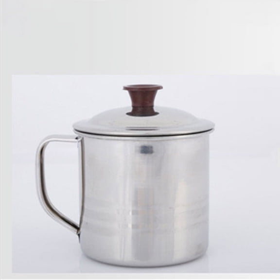 QIFEI Stainless Steel Double Walled Mugs, 380ML Metal Coffee & Tea Cup Mug with Handles and Lid  - Durable for Camping