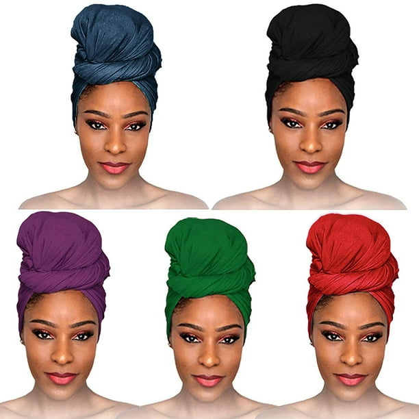 EAYY 5 Pièces Stretch Jersey Head Wrap Stretchy Knit Turban