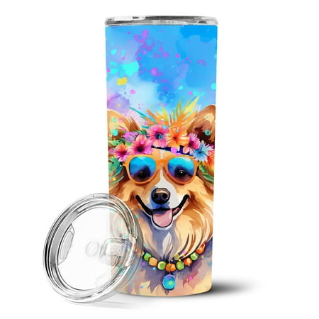 

Pomeranian Hippie Dawg Stainless Steel Skinny Tumbler 3 in x 8.25 in