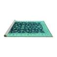 thumbnail image 2 of Ahgly Company Machine Washable Indoor Square Oriental Turquoise Blue Traditional Area Rugs, 7' Square, 2 of 4