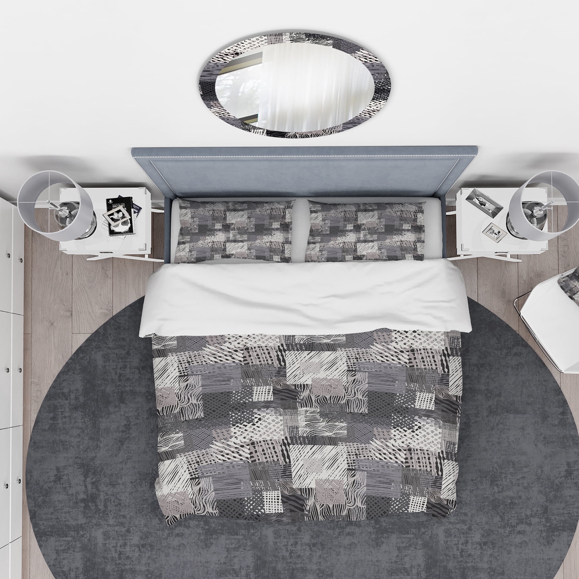 Designart 'Handdrawn vintage lines in shades of gray' Vintage Duvet Cover Set