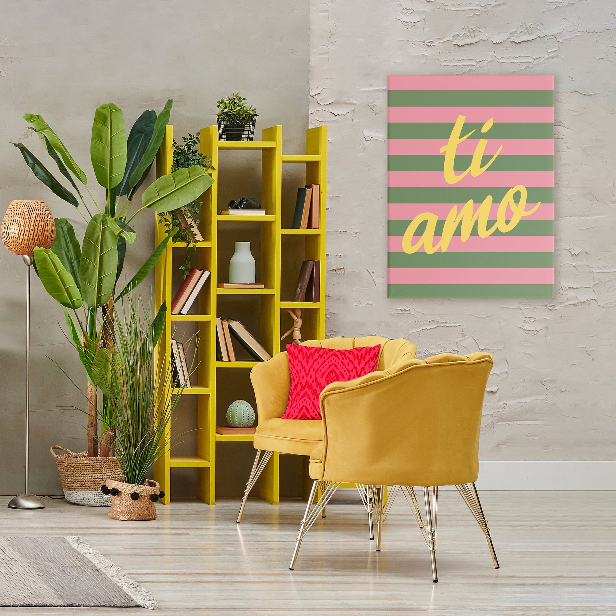 Stupell Industries Ti Amo Pink Green Stripes Canvas Wall Art, design by SD Graphics Studio