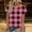 Pink, variant on Guluxicc V Neck T Shirts for Women Short Sleeve Plaid Casual Loose Tops Spring Summer Womens Shirts