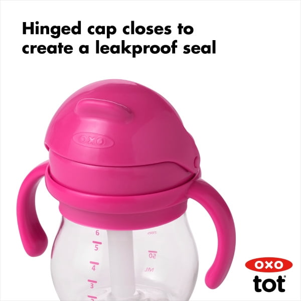 OXO Tot Transitions Straw Cup With Removable Handles 6 Oz - 2 Pack - Pink